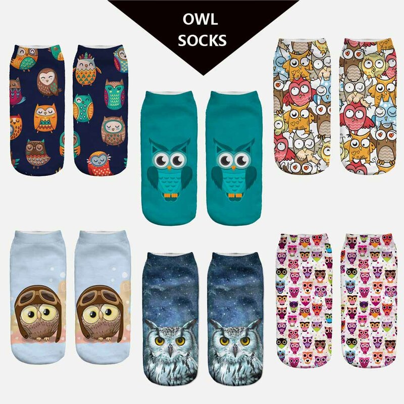 2017 nueva llegada de la manera búho calcetines mujeres lindo Owl impresión calcetines Casual calcetines de las muchachas de las mujeres Venta caliente envío de la gota