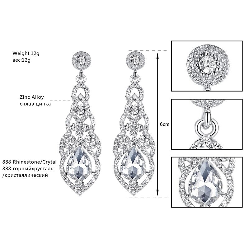 Mecresh Crystal Wedding Drop Oorbellen Voor Vrouwen Zwart Goud Zilver Kleur Koreaanse Bridal Dangle Earring 2019 Mode-sieraden EH444