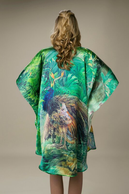 100% satyna jedwabna sukienka naturalny jedwab kobiety sukienki Plus rozmiar koszula nocna domowa cyfrowy sukienka z nadrukiem kolor zielony darmowa wysyłka