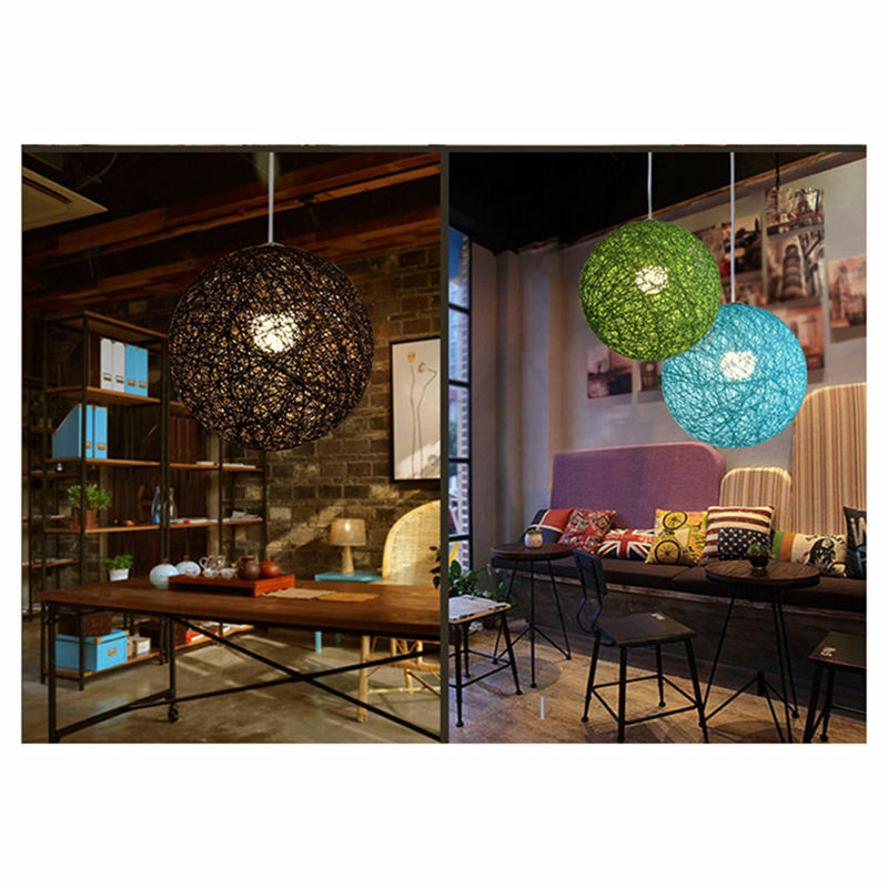 Bamboo, Rattan And Hemp Ball Chandelier Individual Creativity Spherical Rattan Nest Lampshade for Garden Patio,Wedding Party