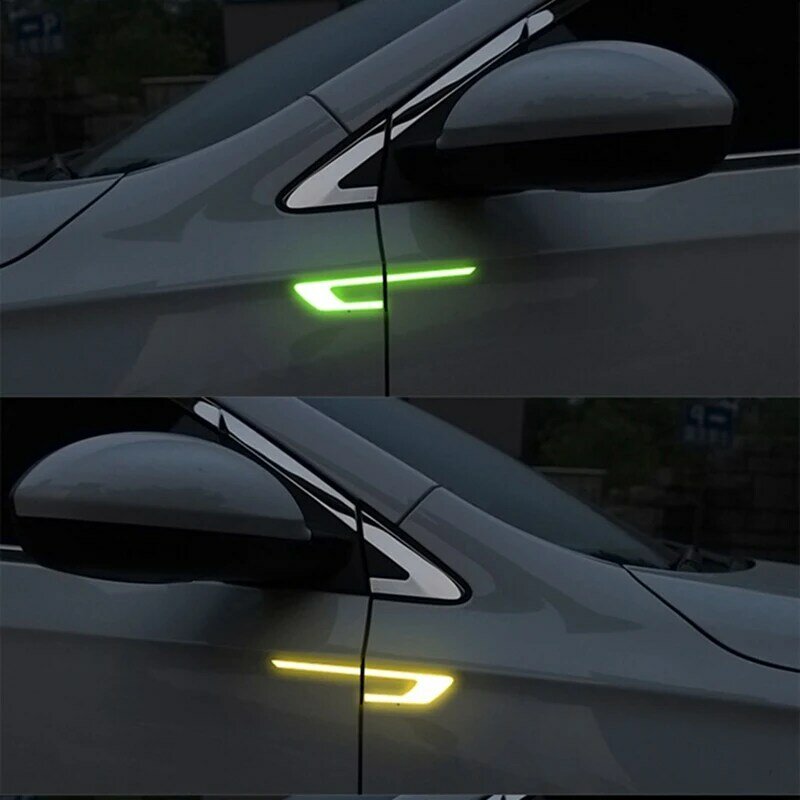 2Pcs/Set Car Reflective Safety Warning Strip Tape Car Bumper Reflective Strips Secure Reflector Stickers Decals