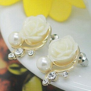 Корейские модные ювелирные изделия большие серьги новый стиль корейские женские Ol Розовые розы Имитация жемчуга кристалл серьги оптом