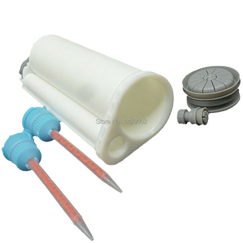 AB Glue Cartridge 10:1 1:10 50ml Manual Dispense Gun Cartridge Dispenser 2-part Adhesive Tube Dual Cartridges + 2pc Mixed Nozzle