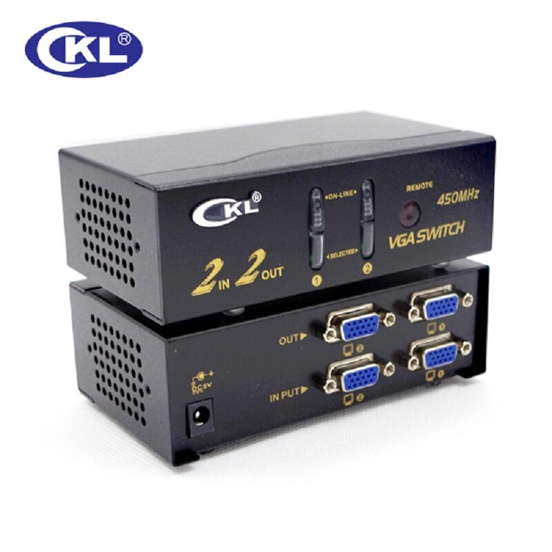 CKL High-end VGA Switch Splitter 2x2 2x4 4x4 with Audio 2048*1536 450MHz for PC Monitor Projector TV wih IR Remote RS232 Control