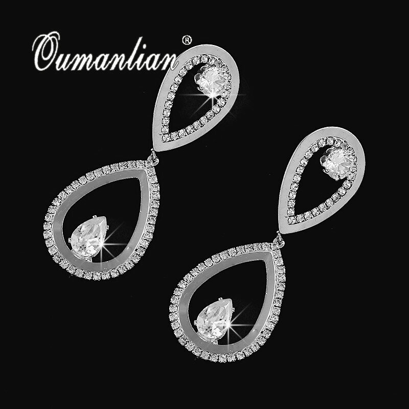 2019 nuovo arrivo scintillanti orecchini a forma di goccia geometrica per le donne strass semplice oro argento colore festa di nozze E111