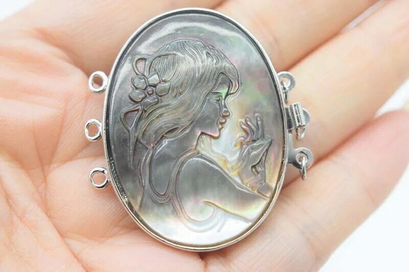 sea shell carved  beauty woman clasp plated magnetic Jewelry Clasp for making jewelry 3strings wholesale  hook  FPPJ