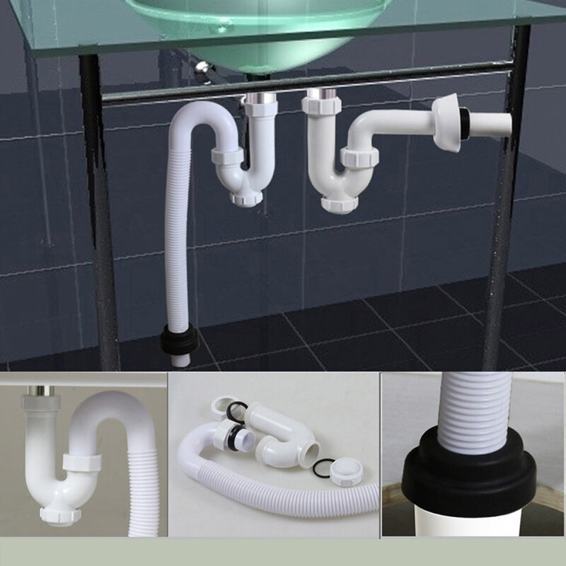 Talea-tubo de drenaje blanco para lavabo de baño, kit de desecho, mangueras de conducción de plástico para entrar en la pared o en el suelo, GN023