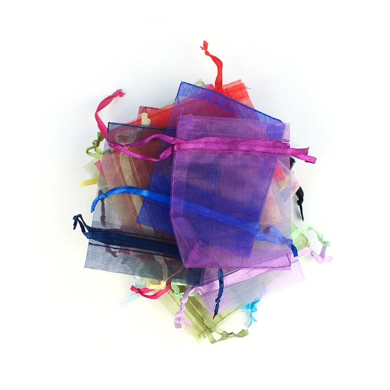 Sacos de presentes 50 peças 5x7cm, colorido organza presente de casamento doces bolsa pequena com embalagem de jóias bolsa mostruário & jóias bolsas