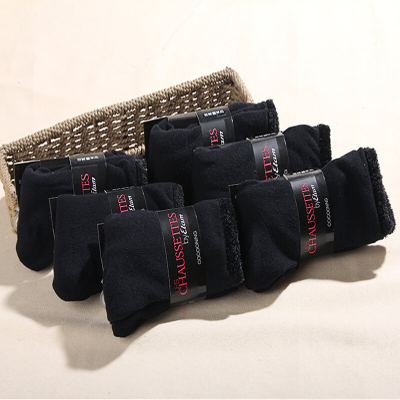 Calcetines de algodón térmico supergrueso para mujer, medias negras de felpa, de doble capa, cálidas, para otoño e invierno, 2 par/lote