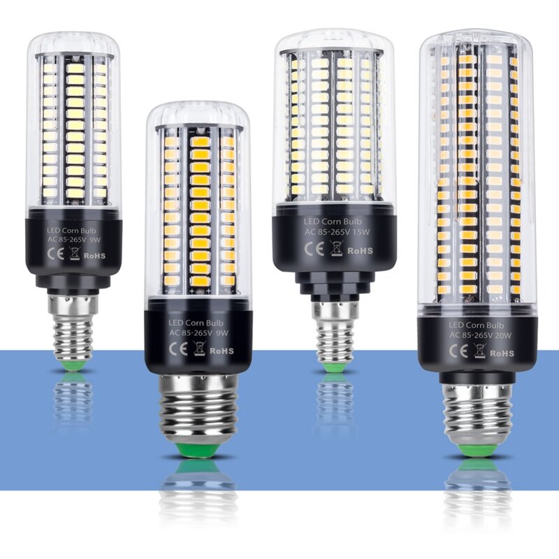 Lâmpada LED de milho, E14, E27, 220V, 110V, 5736 Ampola, AC 85 ~ 265V, 3.5W, 5W, 7W, 9W, 12W, 15W, 20W