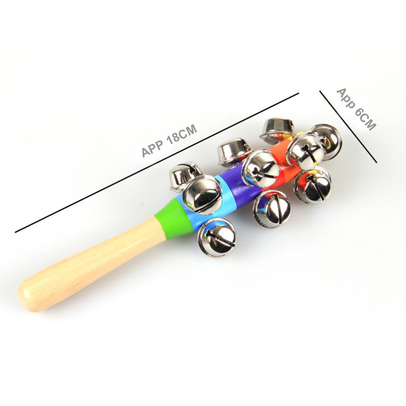 Kostenloser Versand bunte Regenbogen Hand Glocke Stick Holz Percussion Musikspiel zeug für Ktv Party Kinderspiel Großhandel Einzelhandel