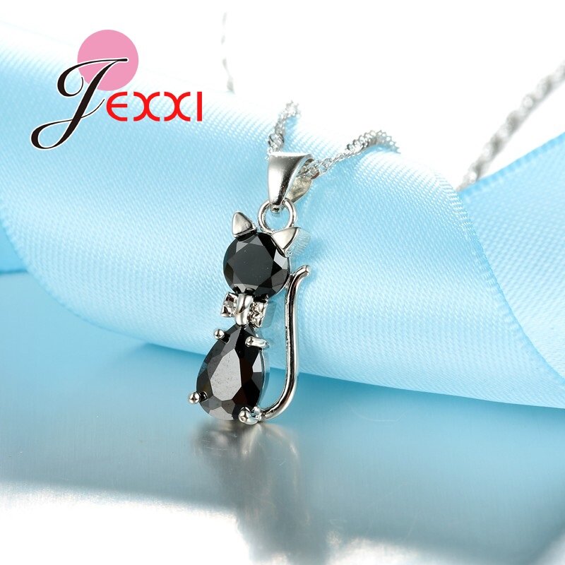 Conjunto de joyería de plata de compromiso romántico para mujer, collar, pendientes con cristal austriaco, envío rápido, venta al por menor