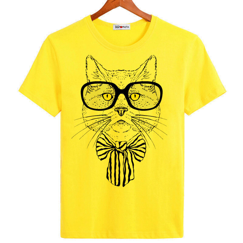 Bgtomate – t-shirt pour hommes, imprimé à la main, chat artistique, nouveau style américain, amoureux d'été, cool, marque originale, bonne qualité