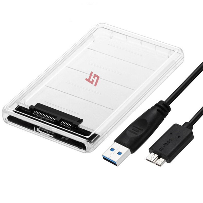 Carcasa de disco duro THU 2,5 ''Funda de disco duro transparente USB3.0 compatible con protocolo UASP con USB 3,0 A una carcasa de Cable SSD