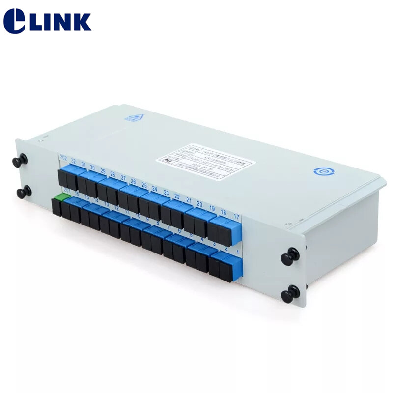 1pcs 1x32 LGX box fiber Splitter 2 Layer GEPON FTTH SM SC/UPC PLC Splitter Cassette Telecom level GPON 1*32 coupler ABS box