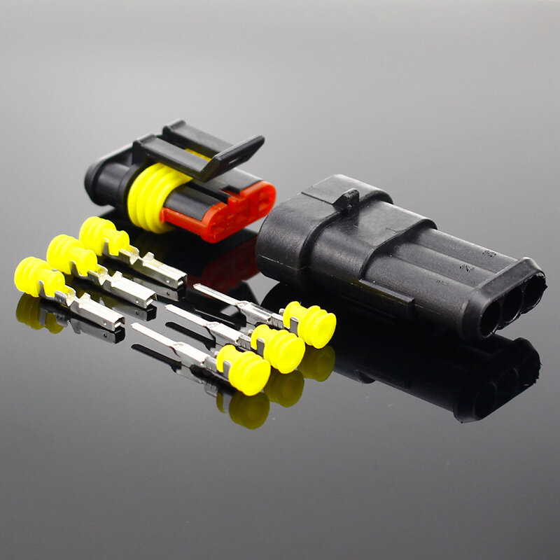 Kit de plug conector de fio elétrico para carro, 2-5 Conjuntos de 2 pinos 1/2/3/4/5/6 Way AMP super vedação Impermeável à prova d' água