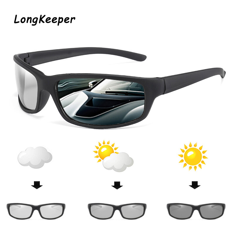 Longkeeper 2020 Brand Square Photochromic Sunglasses Men Polarized Glasses Retro Women Sunglasses Driving Black UV400 Gafas de