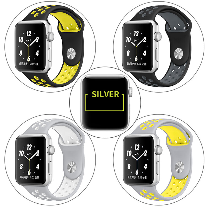 Deporte correa de silicona para reloj Apple watch banda 4 44mm 40mm correa Apple 42mm 38mm iwatch 3 2 1 Correa pulsera reloj Accesorios