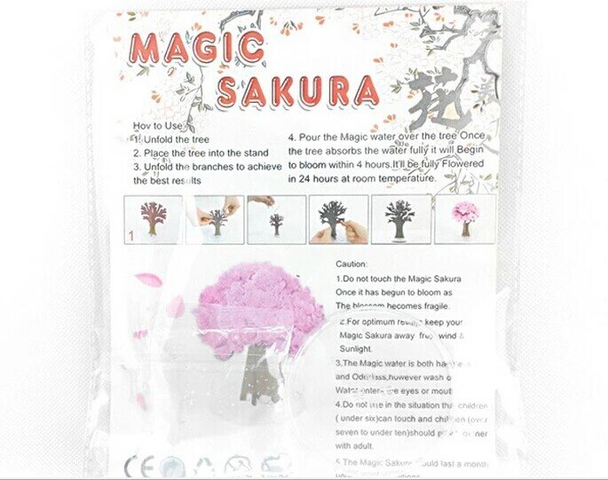 2 PÇS/LOTE 9Hx8Wcm Magia Crescer Árvore Místico de Papel flor de Cerejeira Sakura Árvores De Cristal Japão Desktop Brinquedos Educativos Para Crianças