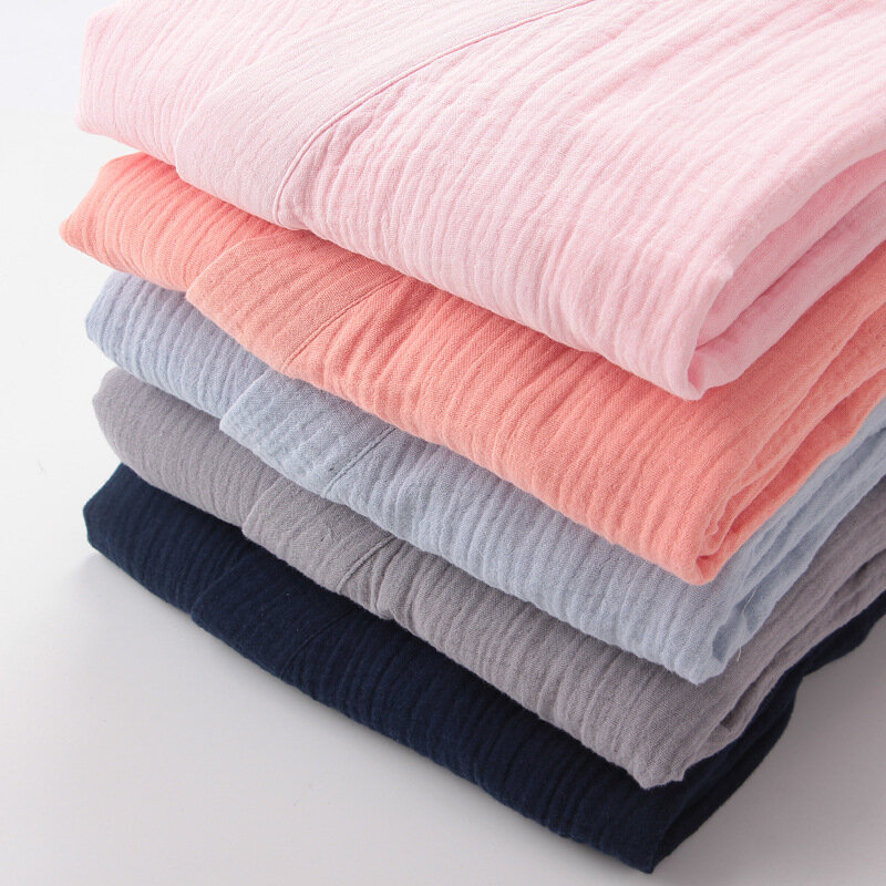 Verão novo unissex fino roupão solto homens e mulheres estilo japonês roupão 100% algodão crapped sleeprobe lazer em casa