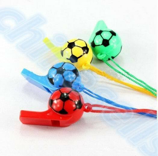 2pcs colorful soccer funny face kid fans whistle cheerleading children whistle foodball soccer ball whistles With rope