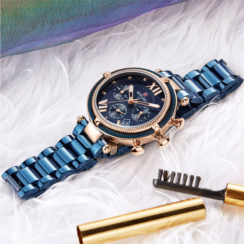 Récompense Top marque femmes montres étanche quartz pour mode décontractée chronographe dames robe montre femmes horloge Relogio Feminino