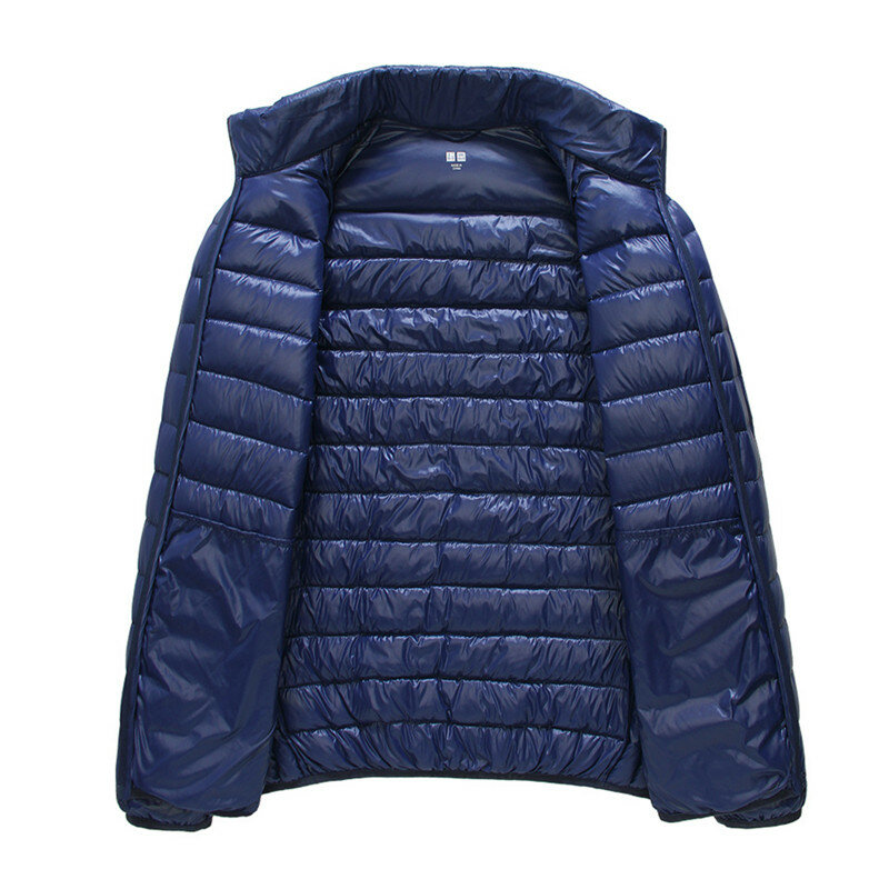 Куртка мужская зимняя на 90% утином пуху, ульсветильник Кая, однотонная, с карманами и длинным рукавом