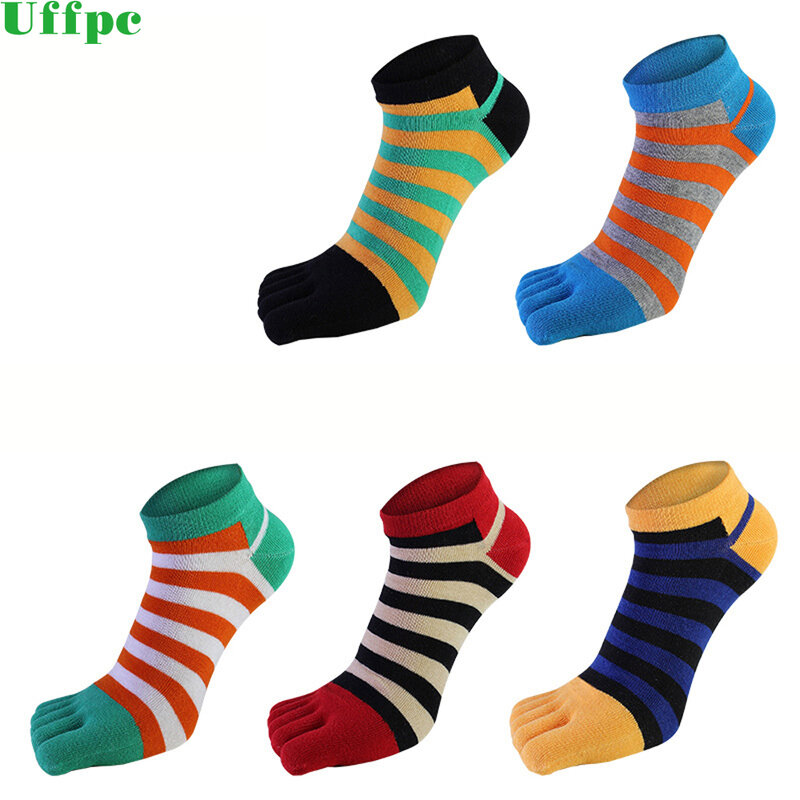 Mannen kleurrijke streep sokken fashion nieuwe katoen vijf vingers teen Korte Deodorant business casual Europa wilde Grappige sok voor sportieve