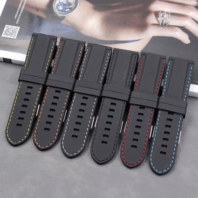 Watch accessories men's silicone strap 26mm ladies outdoor sports and leisure waterproof natural rubber strap buckle