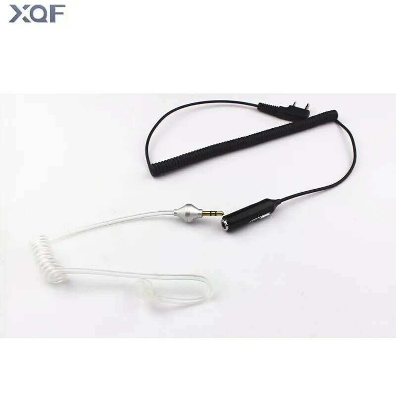 2 in 1 K plug ยืดหยุ่นอะคูสติก PTT MIC 2pin หูฟังหูฟังสำหรับ Kenwood Baofeng TYT WONXUN วิทยุ 3.5 มม. สำหรับโทรศัพท์มือถือ
