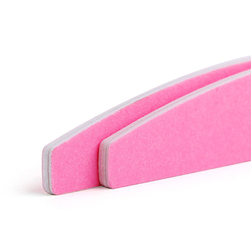 1pc profissional arquivo de unhas metade redonda rosa esponja unha shiner lixa manicure ferramentas 180/240