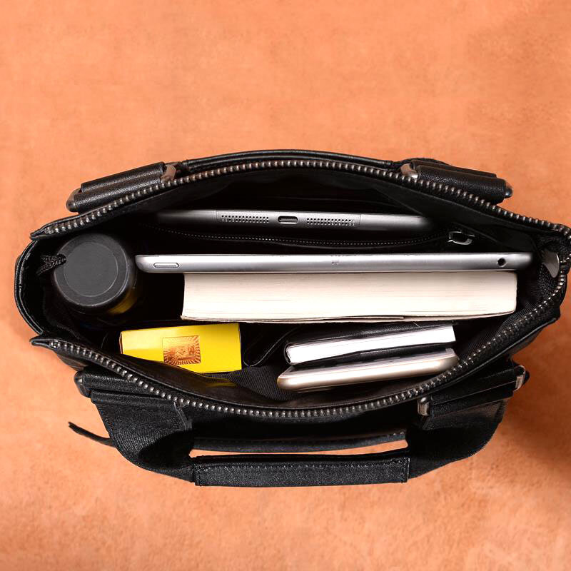 AETOO Handbag men's casual multi-function large-capacity shoulder bag Messenger bag first layer cowhide