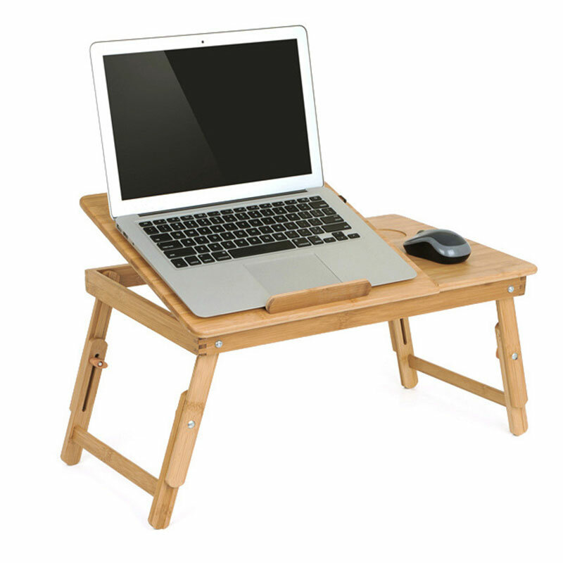 Actionclub Nature-Mesa de ordenador portátil de bambú, escritorio para computadora Simple con ventilador para cama, sofá, plegable, ajustable, escritorio para ordenador portátil en la cama