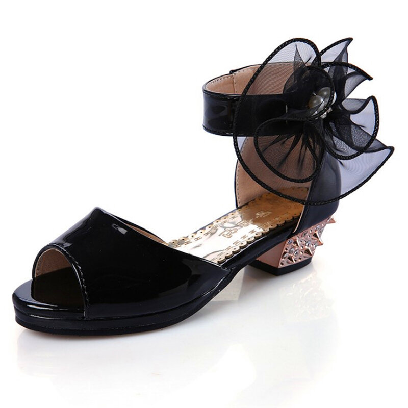 26-38sandalias de princesa para niñas zapatos para niñas Zapatos de vestir pequeñas flores de tacón alto fiesta de verano Sandalia de boda zapatos para niños