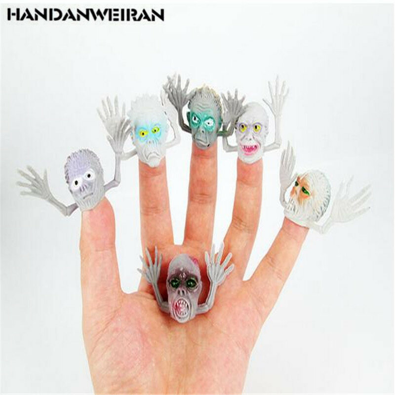 10Pcs/Lots Novelty Green PVC Gray Ghost Head Refers To Story Mini Finger Set Toy Can Hold A Small Toys For Boys