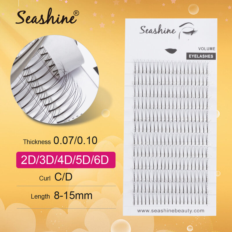 Seashine-Extensions de cils en faux vison, volume préfabriqué, professionnel, russe, C & D Curl