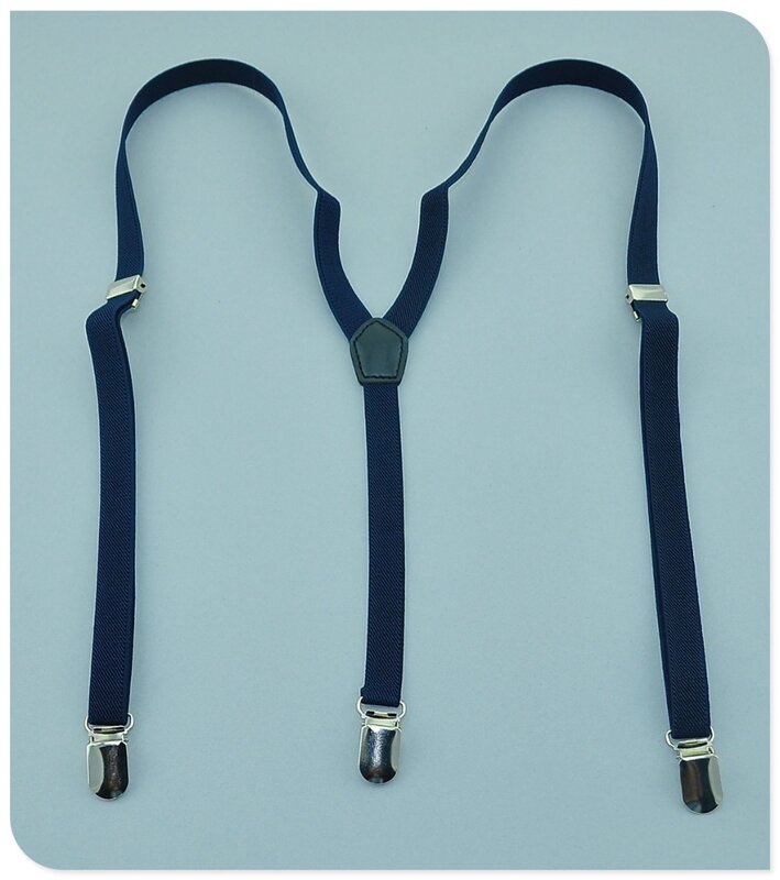 Bretelles élastiques à Clip pour femme, 1.5cm de large, porte-pantalon de mariage, bleu marine, mince, dos en Y, galus uni