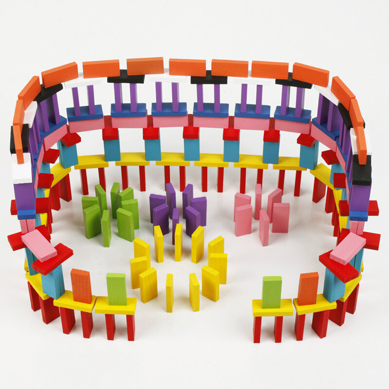 Juego de bloques de dominó de madera para bebé, juguete educativo de aprendizaje temprano, arcoíris de colores, regalo para niños, 120 unids/set