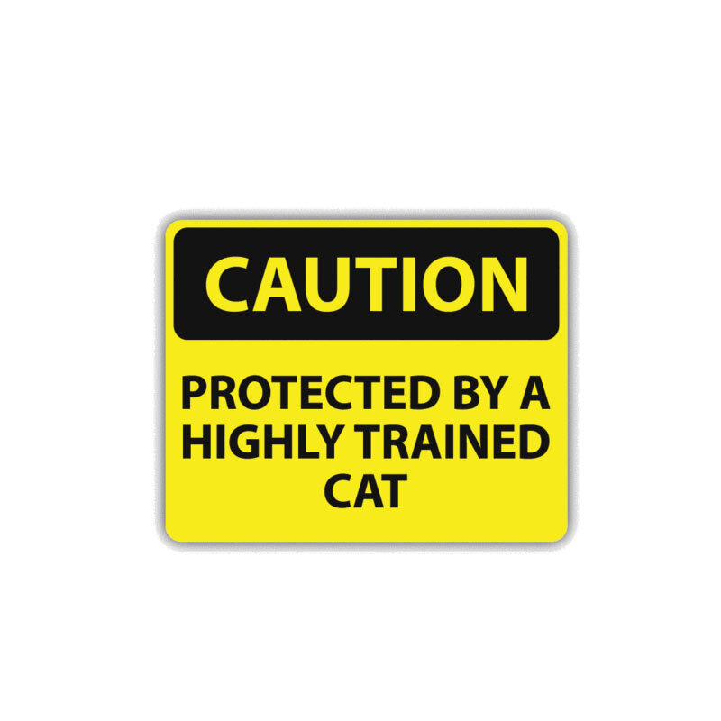 YJZT 11.2CM*8.8CM Protected By Trained CAT Decal Warning Car Sticker PVC 12-1451