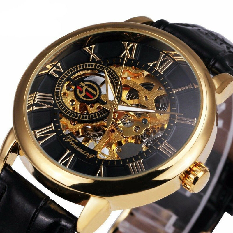 Relojes para hombre marca de lujo reloj mecánico espléndido 3D grabado hueco caso Dial esqueleto relojes deportivos Relogio Masculino