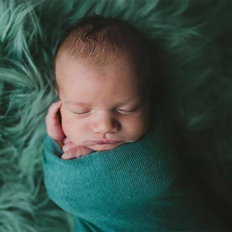 Neugeborene Stretch Strick Solid Wrap Baby Fotografie Requisiten Decke Säugling Foto Shooting Korb Stuffer Wickel