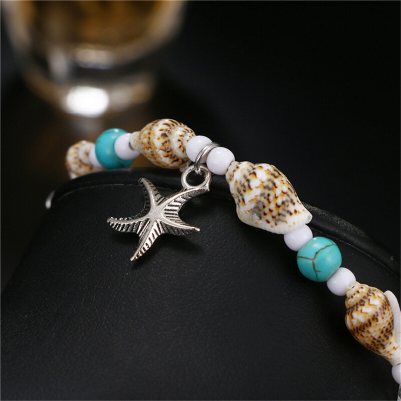 Nowa obudowa koraliki rozgwiazda obrączki dla kobiet plaża Anklet bransoletka na nogę Handmade czeski łańcuszek na kostkę biżuteria Boho sandały prezent