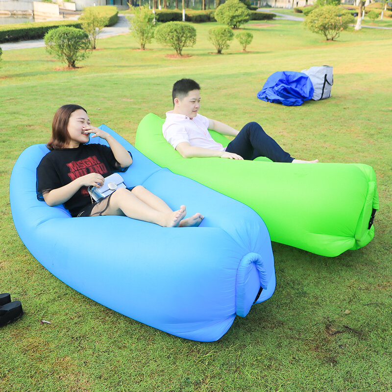 Fast Inflatable Lazy Bag Air Sofa Banana Nylon Lay bag Camping lazy sofa bed pad Portable Beach Bed mat Air Lounge Chair lounger