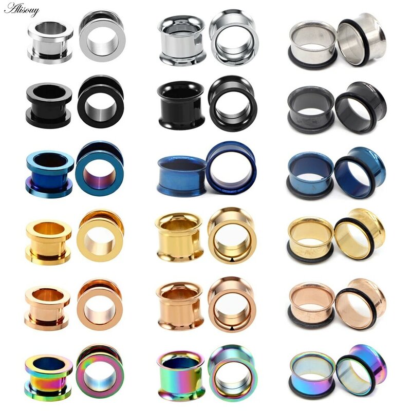 1pc 2mm-25mm Stainless Steel Ear Plugs Tunnels Rose Gold Color Screwed Earrings Expander Earlet Gauges Body Piercings Jewelry
