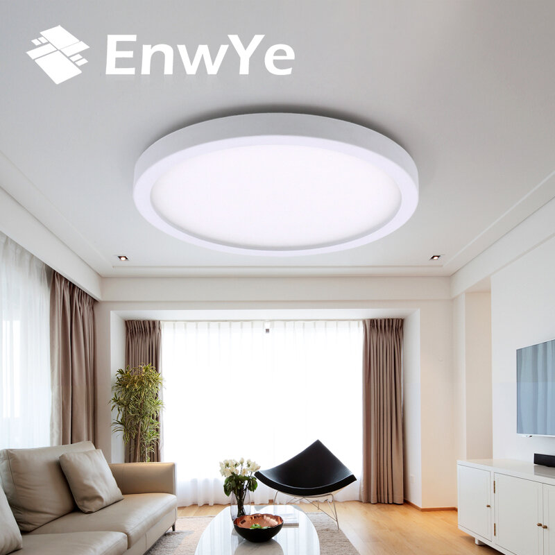 Enwye 6w 9w 13w 18 24w 36w 48w conduziu a luz circular do painel superfície montada conduziu a luz de teto ac 85-265v lampada conduziu a lâmpada