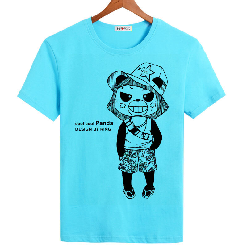 Новая стильная крутая футболка с принтом панды, мужские супер модные трендовые рубашки, хорошее качество, Повседневная футболка