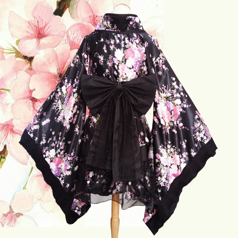 ผู้หญิงเซ็กซี่ Kimono Sakura อะนิเมะญี่ปุ่น Kimono พิมพ์แบบดั้งเดิม Vintage ประเพณีผ้าไหม Yukata ชุด S-XXXL