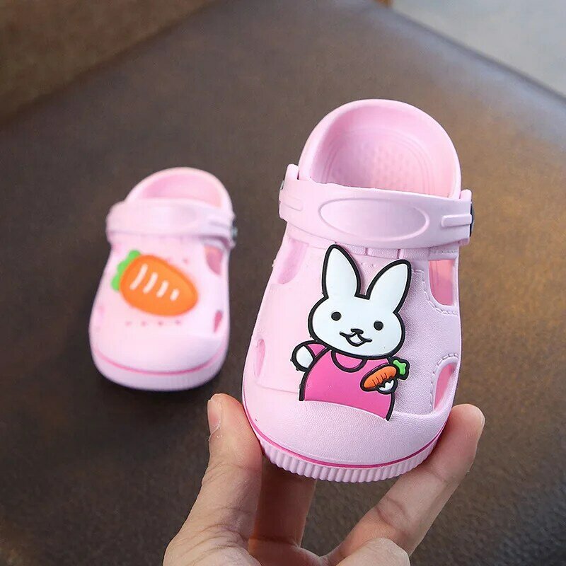 2-5y bambini muli e zoccoli estate neonati ragazze sandali tacchi piatti coniglio rapa pantofole scarpe da giardino per bambini Y17