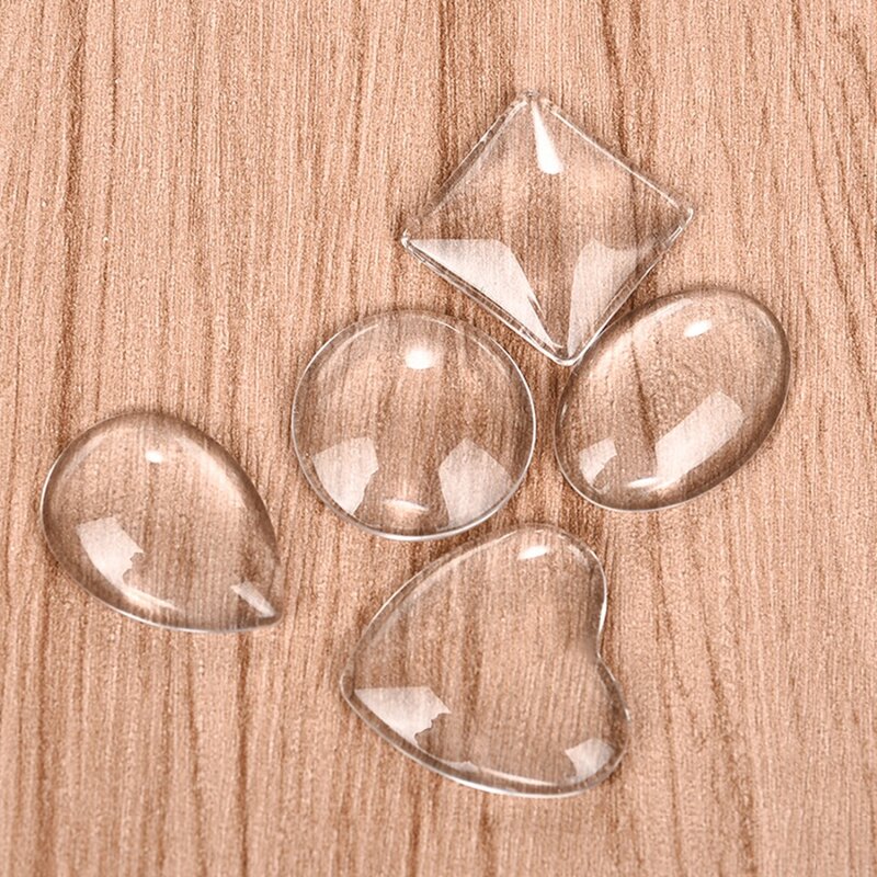 Round Oval Square Heart Teardrop Clear Cabochons Flat Back Transparent Glass for DIY Jewelry Making Handmade Pendant Findings