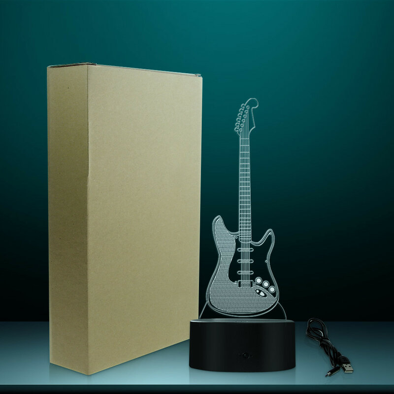 Гитара 3D светящийся знак музыкальное обучение ночные огни гитарист освещение комнаты Декор лампа рок-н-ролл подарок для любителей музыки